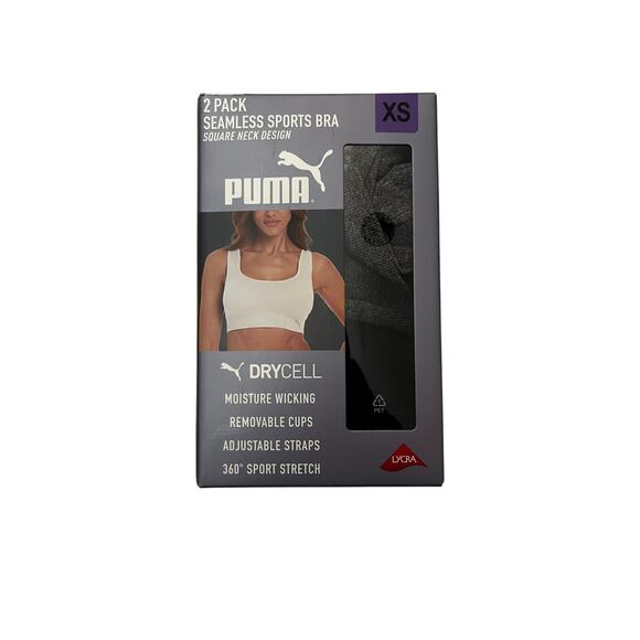 Puma Seamless Sports Bra 2-Pack (Size XS) Black/Gray - Picture 5 of 8
